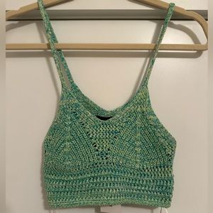 Streetwear Society green knit top size small green/teal and yellow knit NWT